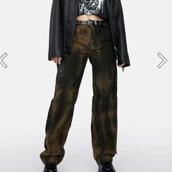 Free People Pants - Free People Reese Pitched Straight Corduroy Jeans Tie Dye Brown Tan Size 24